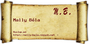 Mally Béla névjegykártya
